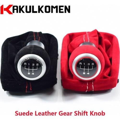 For Audi A3 S3 2001 2002 2003 Soft Warm 5/6 Speed complete Black Red Gear Shift Knob With Suede Leather Gaiter Boot Cover kit