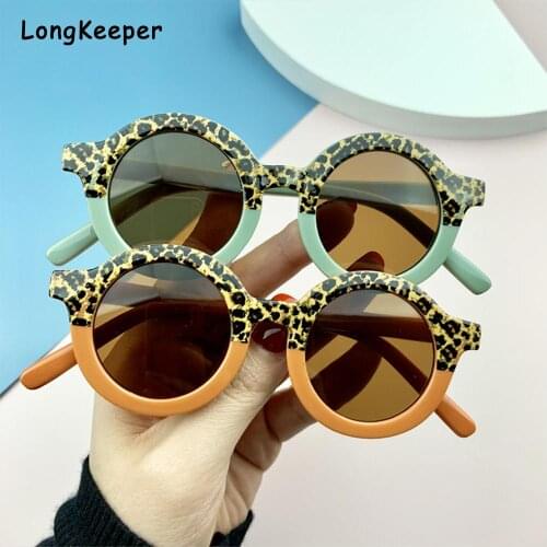 2021 Boy Girl Cute Leopard Double Color Sunglasses Children Round Sunglass UV Protection Vintage Classic Kids Goggles Eyewear