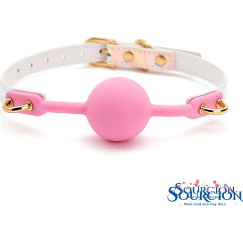 SWT Soft Silicone Ball Gag Oral Fixation Bondage Mouth Gag Sex Toys for Couples Mouth Stuffed PU Leather Band Adult Games