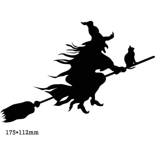 Tikrier Craft dies Witch carry cat flying Metal Cutting Dies Scrapbooking Craft Dies Stencils DIY For Cards Making New Dies 2020