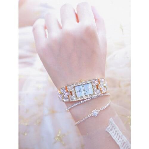 Unique Womens Luxury Watch Water Resistant Square Watch Woman Classic Stainless Steel Wrist Watch with Reverse Gear Present