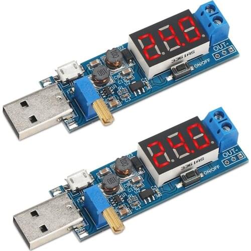 USB Input Regulator, DROK 2Pcs DC 3.5V-12V to 1.2V-24V Buck Boost Converter Board, 3.3V 5V 9V Adjustable Output Power