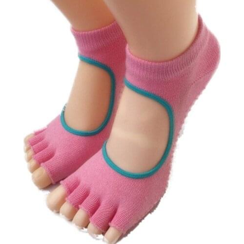 YZ-S-HS-0021 Open back, open toe, cotton yoga socks, non-slip socks, five-finger socks