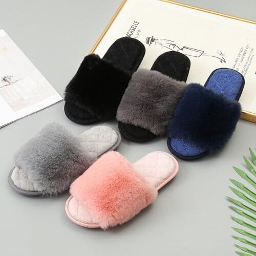 Womens Large Size Woolen Slippers Female Autumn Winter Indoor Bound Wool Cotton Slippers Women Warm Shoes