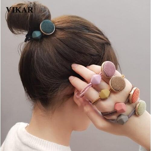 Women Cute Candy Color Hair Band Girls Sweet Round Beads Elastic Hair Tie Ponytail Holder Rubber Bands Fashion Hair Accessories
