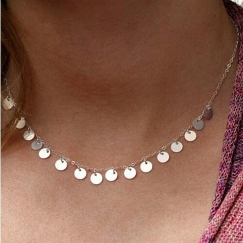 Fashion Jewelry Necklace Sequins Coins Choker Gothic Necklace Women Ladies Necklace Pendant Statement Necklaces Accessories