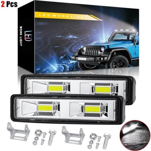 2pcs 48W 12V COB 16LED Work Light Bulb Spot Beam Bar Work Lights Spotlight Car SUV Off Road Driving Fog Lamp 6500K