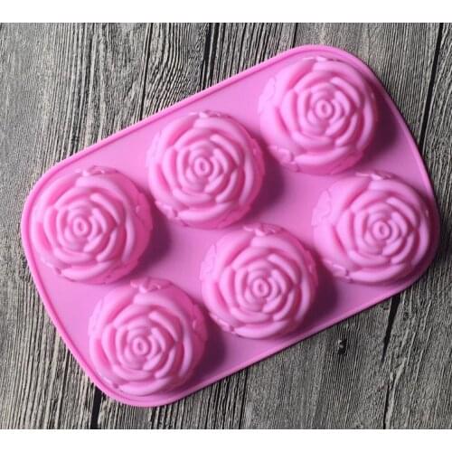 200pcs/lot DIY silicone mold 6 lattices rose cake pudding molds soap molds Free shipping SN1208