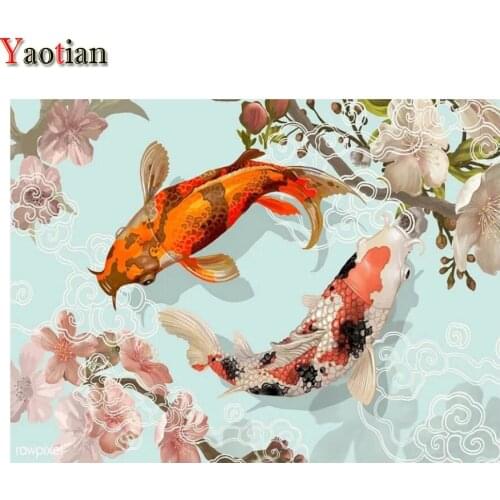 2021 Gift Koi Fish Graph diamond embroidery full round cross stitch diamond painting 3d Picture wall sticker decor handmade gift