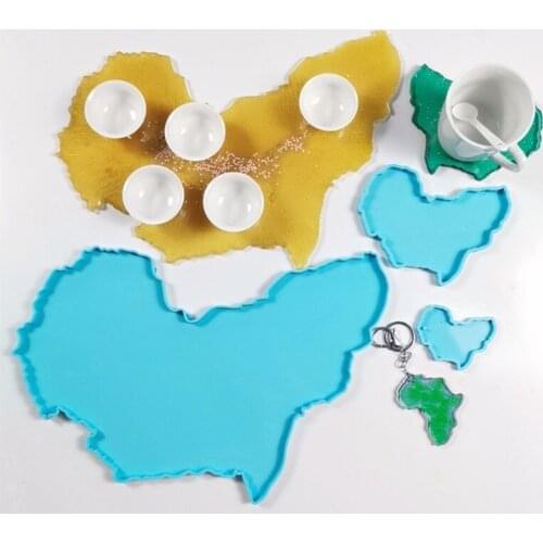 Africa Map Tray Coaster Keychain Epoxy Resin Mold DIY Keychain Pendant Jewelry for Love Gift Craft Epoxy Resin Crafting T84A