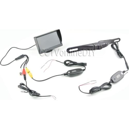 ANSHILONG 4.3" Car Rear View Color Monitor+ 2.4G Wireless Car Number Plated IR Camera Rearview Back up Parking System
