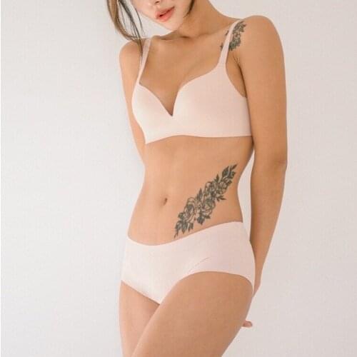 Seamless Bra Set See Through Bra Without Underwire Sports Lingerie Teenagers Underwear The Freedom Solid Color Thin Mold Cup