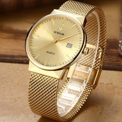 2019 Gold Quartz Mens Wrist Watches Men Top Brand Luxury Waterproof Male Watch For Men Full Stainless Steel Clock Man Hodinky