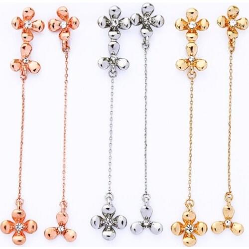 Long Crystal Earrings Korean Women Dangle Earrings Flower Allergy Free Wholesale Fashion Jewelry 2019 Nova