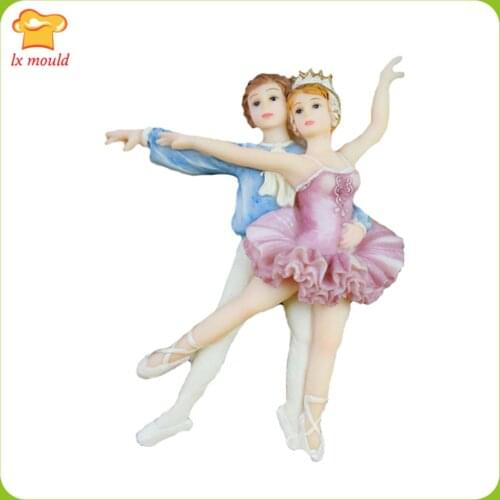 Double Ballet Silicone Molds Dancer Fudge Cake Decorating Tools Candy Clay Mould