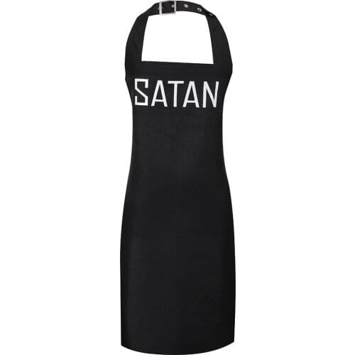 Helltaker Satan Apron Adjustable Cosplay Costume Women Man Adult Black Printed Apron Halloween Carnival Kitchen Pinafore