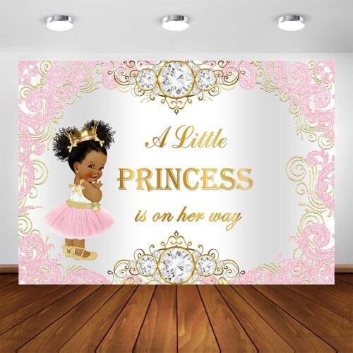 Royal Girls Baby Shower Backdrop Our Little Princess Is On Her Way Pink Headboard Crown Party Decoration Photography Background