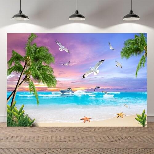 Seekpro Ocean Treasure Blue Sea Beach Summer Vacation Backdrop Customized Kids Birthday Party Decorations Background Photocall
