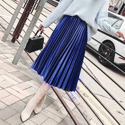 Heydress 2019 autumn solid women elegant skirts ladies fashion high waist pleated long skirts female casual skirts