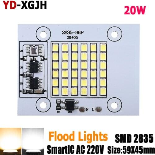 Hot DIY LED SMD Chip Lamp 20W 59X45MM Light Chip 220V Input Directly Smart IC Fit For DIY FloodLight Spotlight White/Warm White