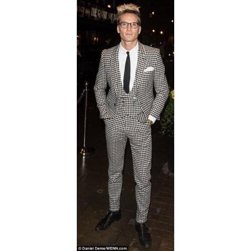 Tailored Black White Floral Suit Men Pattern Tuxedo Slim Fit 3 Piece Groom Wedding Suits Blazer Prom Ternos Jacket+Pant +Vest