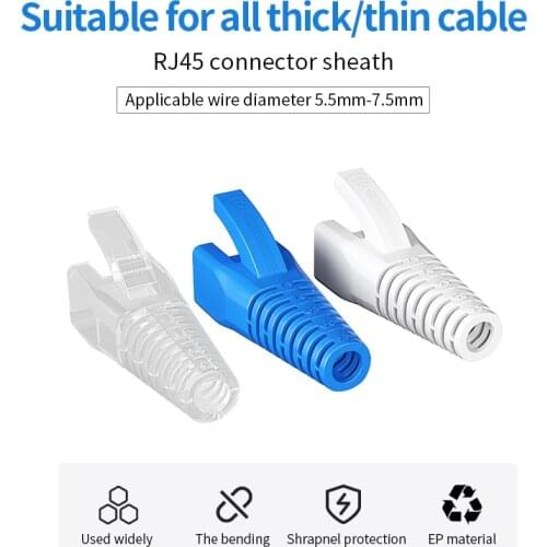 100pcs/lot RJ45 Caps Network Boots Ethernet Cable Connector RJ 45 Sheath Suitable for a Variety of Wire Diameters 5.7-7.5mm