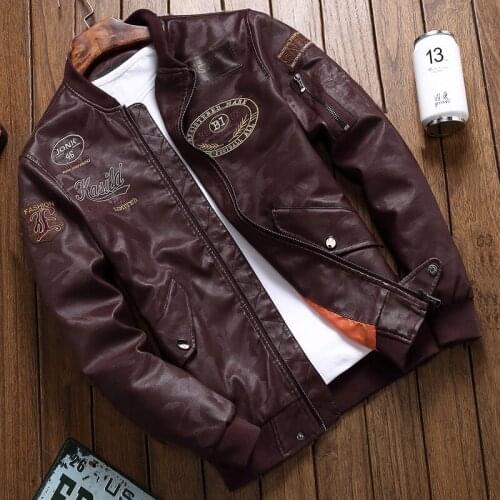 Autumn Winter Fashion Mens Loose Leather Jacket Youth Handsome Slim Fit Male Motorcycle PU Leather Coat Bomber Jackets Hommes