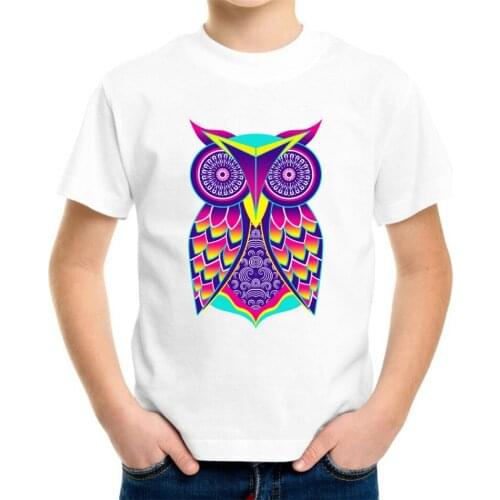 Joyonly 2018 Summer Boys Girls Fashion 3D T-shirt Children Lovely Owl Animal Sunflower Print T shirt Kids Cool White Tops 4-20Y