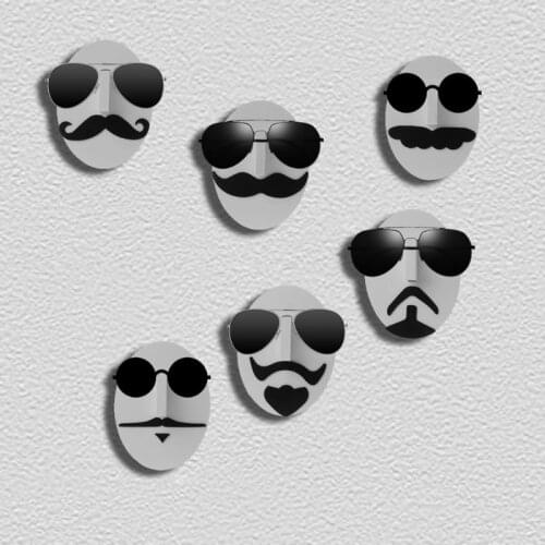 Human Shape Sunglasses Wall Foam Display Sunglasses Organizer Nose Moustache Shape Self Adhensive Glasses Foam Storage