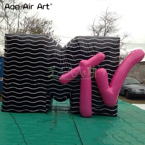 New Style inflatable logo wall,sign,mark and symble MTV letter model wall for concert and party