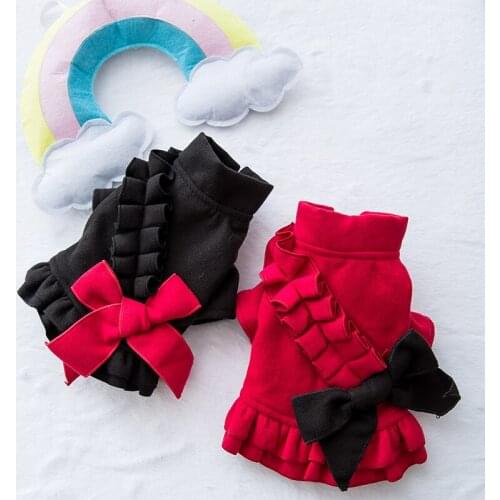 Dress Dog Clothes Thermal for Dogs Clothing Pet Outfits Small Cute Winter Warm Fashion Yorkies Print Black Girl Ropa Para Perro