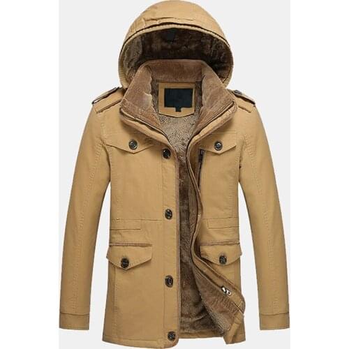 Hooded Winter Thick Velvet Warm Mens Coats Plus Size 6XL Mens Parka European Windbreaker Overcoats Mens Clothing Brand A161