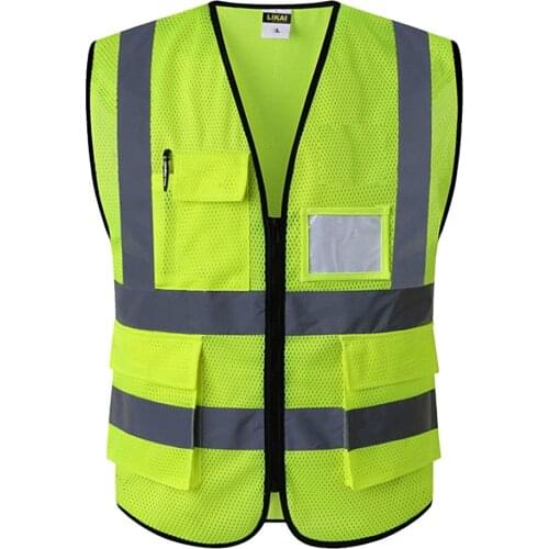 Reflective Safety Vest Engineer Construction Gear With Pockets