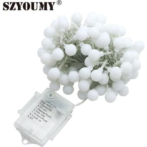 SZYOUMY 10M 100Led Fairy Led Ball String Lights Garland light For Christmas Tree Wedding home Decoration Battery Power