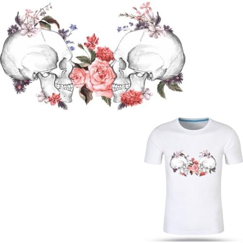 COSBILL Iron On Skull Flower Patches For Clothing A-level Washable DIY 21*21 cm Heat Transfer Stickers Decoration Applique Y-080