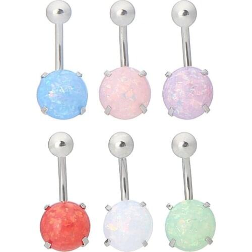 Free shippment 50pcs Body Jewelry -Opal Gems Navel Belly Rings Button Navel Piercing Barbells 14g Navel Piercing New Hot