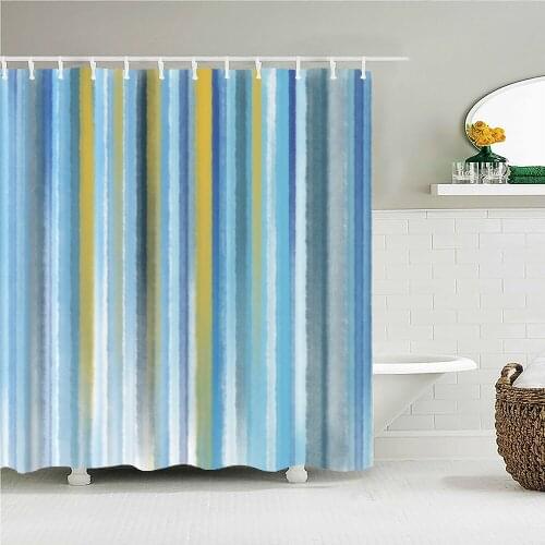 Scandinavian style, colorful stripes, fantasy geometry, simple shower curtain, bathroom layout, home decoration