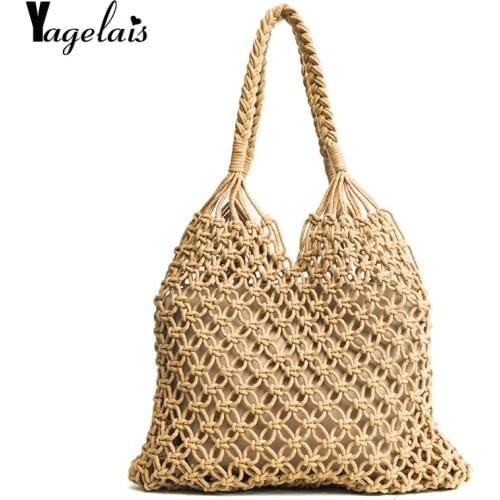 2019 Summer New Fashion Straw Bag Large Capacity Womens Handbag Handmade Woven Bag One Shoulder Casual Beach Bags Ladies Tote