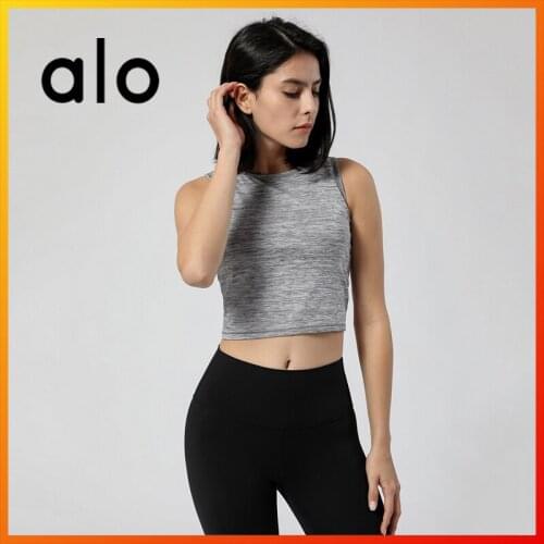 ALO Yoga Womens Sleeveless High Intensity Sports Shockproof Short Top Running Yoga Sports fitness Vest