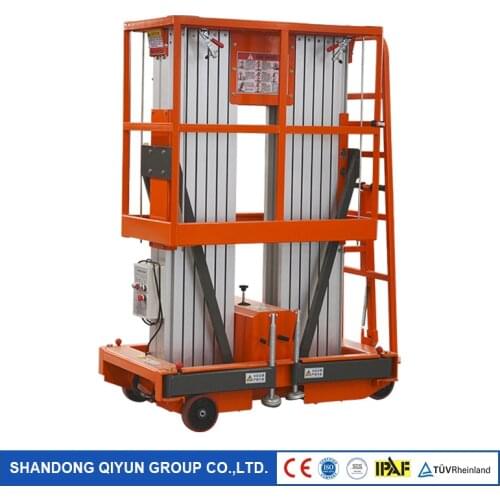 Qiyun CE ISO Gold Supplier! Hydraulic aluminum alloy lift double mast man lifts