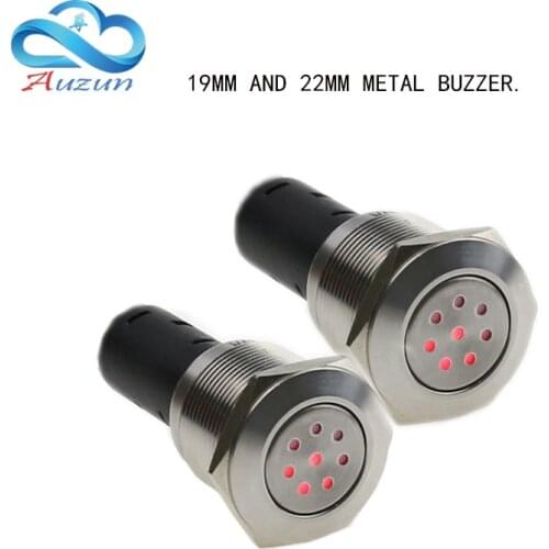 19/22mm metal stainless steel waterproof and oil-proof LED lamp flash buzzer with two screw pins 12V24V