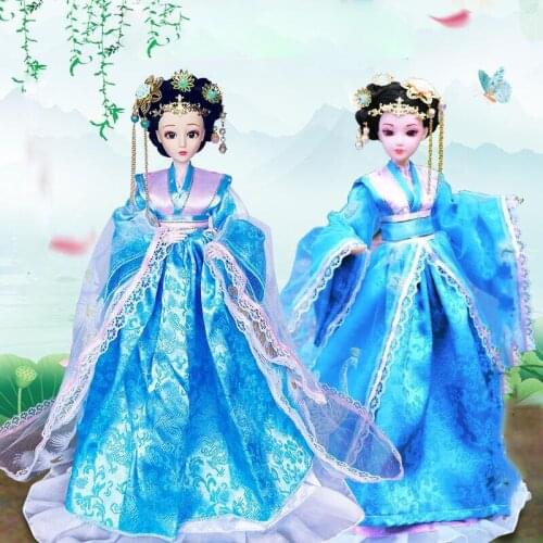 1/6 Scale 30cm Ancient Costume Hanfu Dress Long Hair Fairy Princess Barbi Doll Joints Body Model Toy Gift For Girl C1233