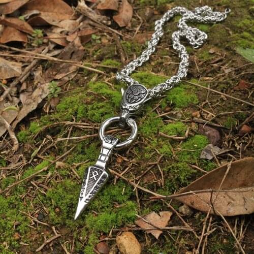 1pcs Norse Viking valknut Triangle arrow rune pendant men Cool necklace stainless steel viking rune letter wolf head necklace