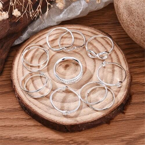 12PCs/set Luxurious Women Lady Finger Ring Retro Carved Toe Bow Moon Ring Foot Beach Foot Jewelry Anillos Mujer Wedding Ring Set