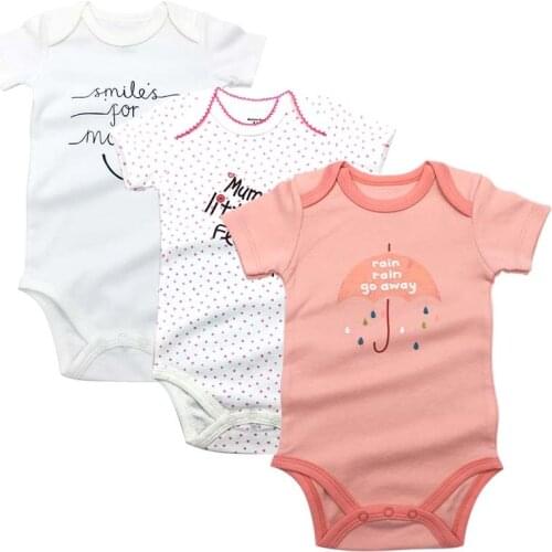 3 PCS/lot newborn baby bodysuits short sleevele baby clothes O-neck 0-24M baby Jumpsuit 100%Cotton baby clothing Infant sets