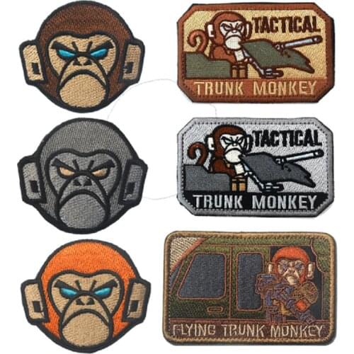 3D FLYING TRUNK MONKEY Embroidery Patches Loop And Hook Tank Tactics Monkey Armband Tactical Patches Magic Package Stickers