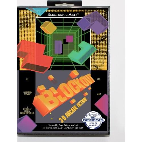 Blockout with Retail Box 16bit MD Game Card For Sega Mega Drive/ Genesis