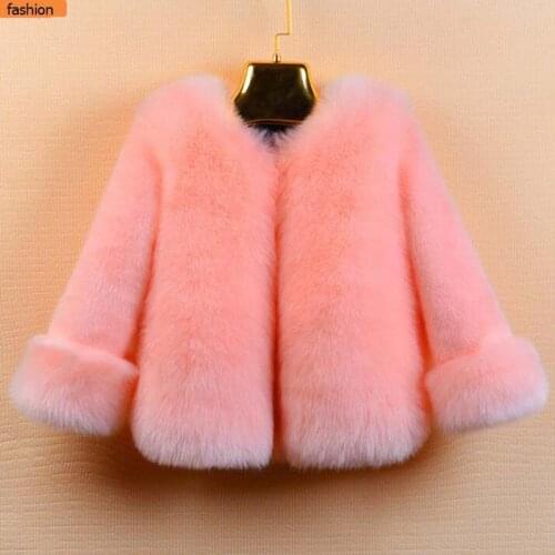 Childrens Faux Fur coats elegant girls autumn winter fur jackets thick warm parka princess fur coats baby faux fur coats 2-12Y