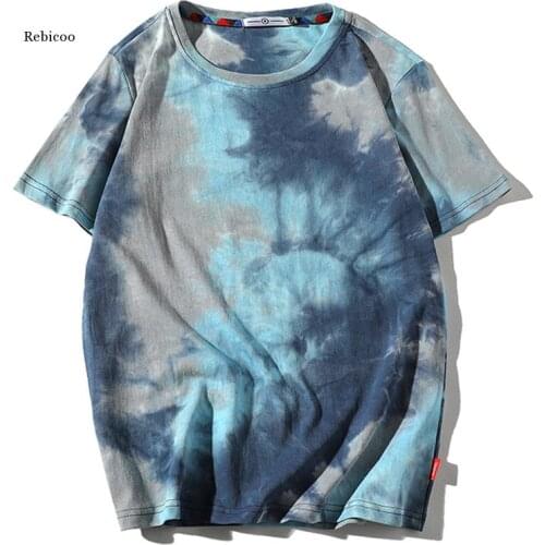 Men T Shirt Summer Cotton Oversize Tie-dye Tshirt Streetwear Hip Hop Harajuku Short Sleeve Fashion Casual T-Shirts Men