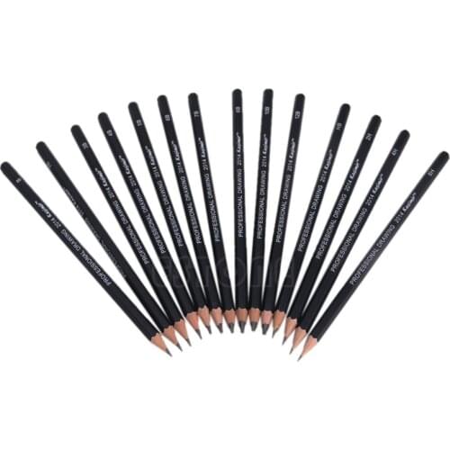 14Pcs Sketch Art Drawing Graphite Pencil 12B 10B 8B 7B 6B 5B 4B 3B 2B 1B 2H HB